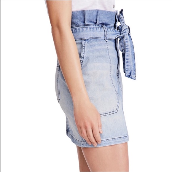 NWT Free People Paperbag waist Denim Skirt - Picture 5 of 8